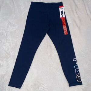 FILA Women’s Medium Blue Leggings Multicolor Logo 1467271 NWT